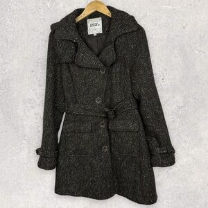 Costa Blanca Wool Belted‎ Coat Size 10 Brown Tweed Bohemian Chic Professional M